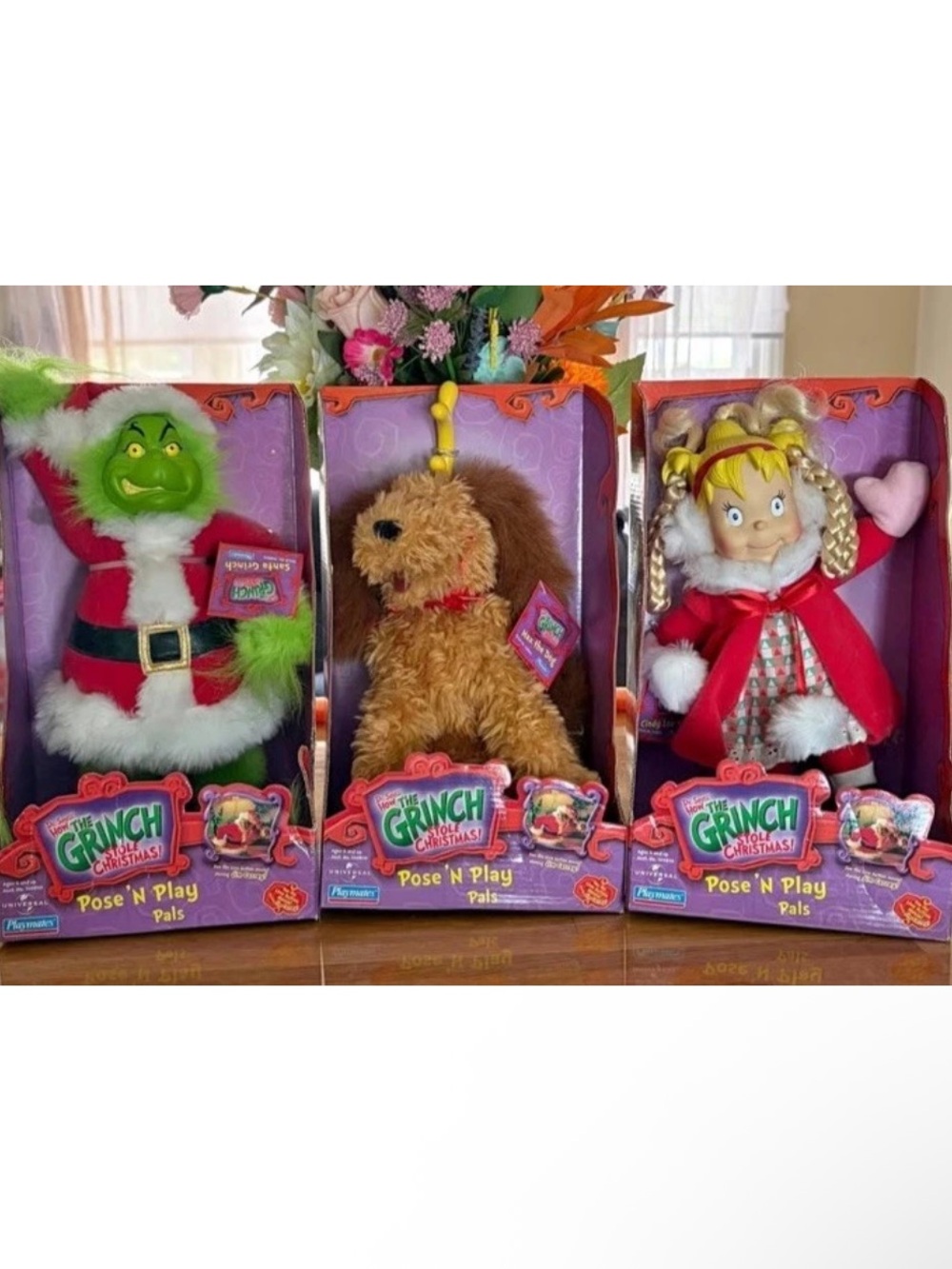 Vintage 2000 Grinch Pose N Play Pals Dolls Jim Carrey Taylor Momsen Dr Seuss